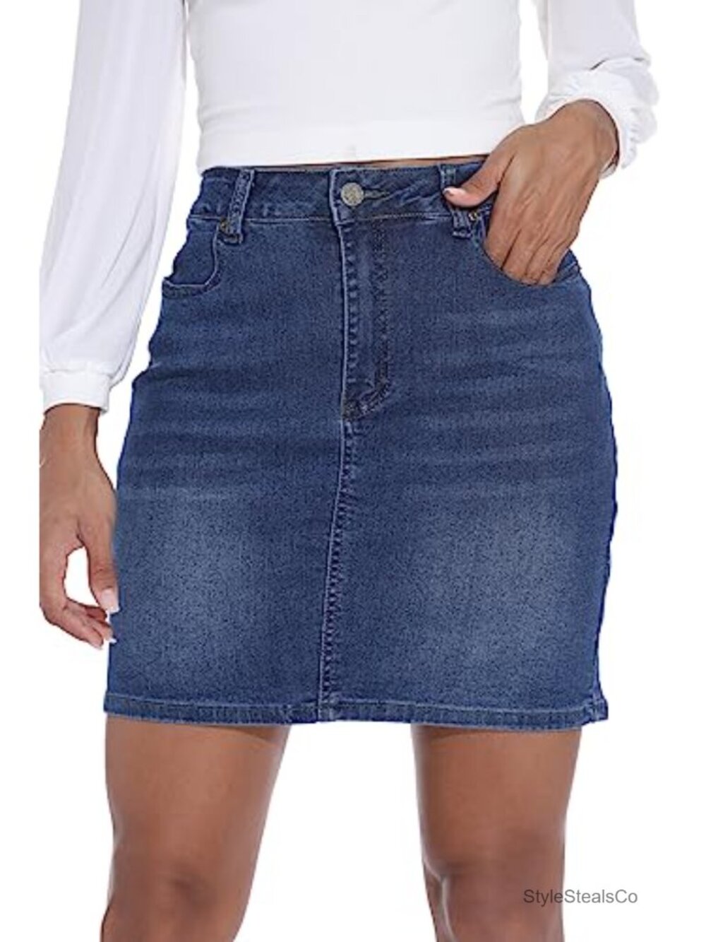 Womens Denim Mini Skirt Casual Stretch Slim High Waisted Jean Skirt